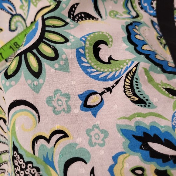 Womens size 22 Paisley Print Blouse with Black Trim - Picture 8 of 10